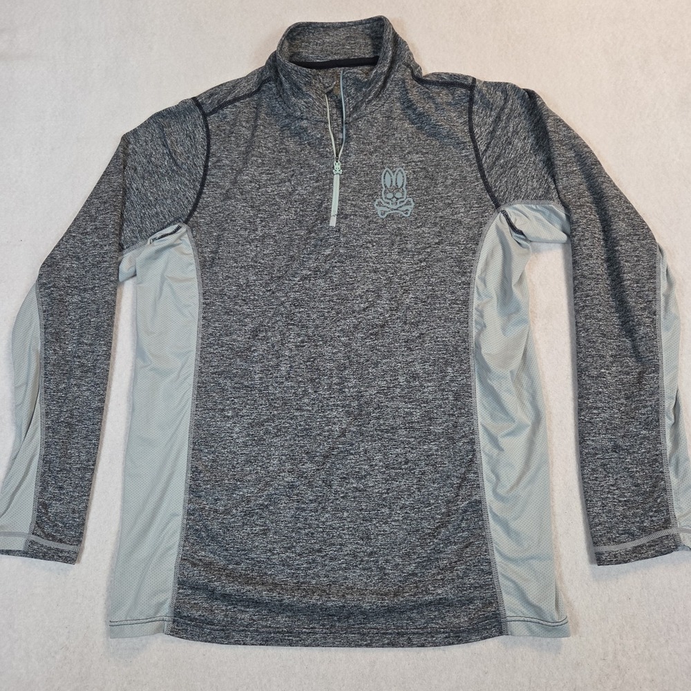 Psycho Bunny 1/4 Zip Pullover Mens Small Heathered Gray Golf  Performance